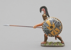 SPA018B Theban Warrior w/Corinthian Helmet - 2 horses shield
